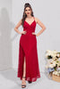 Load image into Gallery viewer, Red Lace Spaghetti stropper Prom kjole med Slit