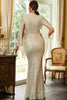 Load image into Gallery viewer, Glitrende havfrue formell kjole med lange ermer