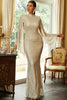 Load image into Gallery viewer, Glitrende havfrue formell kjole med lange ermer