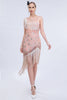 Load image into Gallery viewer, Sparkly Blush Asymmetrical Sequins Fringed 1920-tallet kjole med tilbehør sett