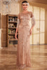 Load image into Gallery viewer, Fringes Glitter Long Flapper Dress med korte ermer