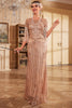 Load image into Gallery viewer, Fringes Glitter Long Flapper Dress med korte ermer