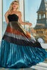 Load image into Gallery viewer, Blå A-linje kjæreste plissert lang ballkjole