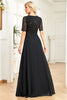 Load image into Gallery viewer, Glitrende svart formell kjole med korte ermer