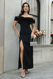 Black Off The Shoulder Prom Dress med Slit