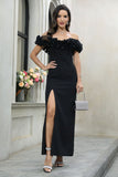 Black Off The Shoulder Prom Dress med Slit