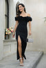 Load image into Gallery viewer, Black Off The Shoulder Prom Dress med Slit