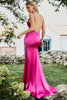 Load image into Gallery viewer, Havfrue Fuchsia Beaded Prom kjole med spalte