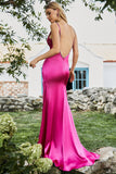 Havfrue Fuchsia Beaded Prom kjole med spalte