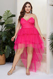 Plus Size Sparkly Fuchsia lagdelt Prom Dress