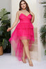 Load image into Gallery viewer, Plus Size Sparkly Fuchsia lagdelt Prom Dress