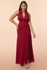 Load image into Gallery viewer, Burgund Halter Ruffles Prom kjole med Slit
