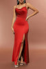 Load image into Gallery viewer, Satin Red Spaghetti stropper Enkel Prom kjole med Slit