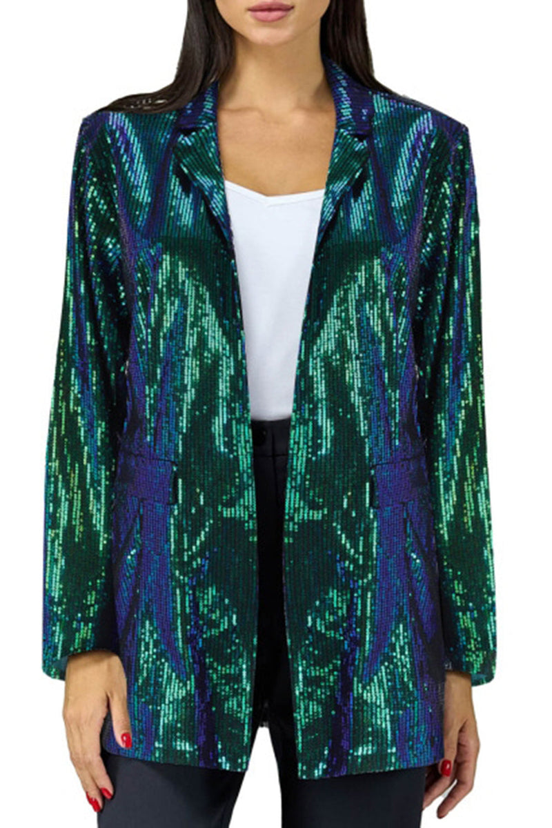 Load image into Gallery viewer, Sparkly Dark Green Sequins Prom Blazer For kvinner