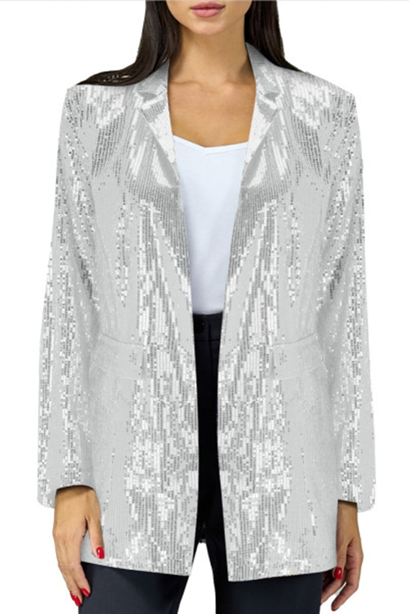 Load image into Gallery viewer, Sparkly Dark Green Sequins Prom Blazer For kvinner