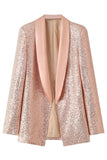 Sparkly Blush paljetter Kvinner Prom Party Blazer