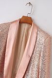 Sparkly Blush paljetter Kvinner Prom Party Blazer