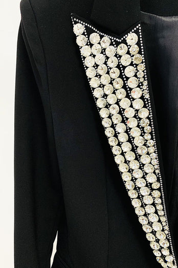 Sparkly Black Prom Women Blazer med perler