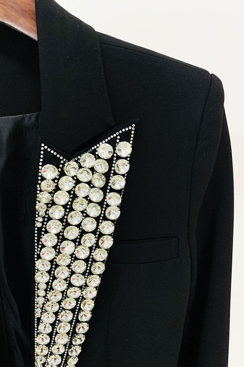 Load image into Gallery viewer, Sparkly Black Prom Women Blazer med perler
