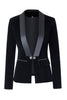 Load image into Gallery viewer, Black Slim Fit knappet Velvet Women Blazer