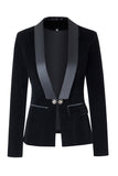 Black Slim Fit knappet Velvet Women Blazer