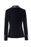 Black Slim Fit knappet Velvet Women Blazer