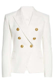 White Peak Lapel Double Breasted Women Blazer