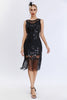 Load image into Gallery viewer, Glitrende svart frynset Gatsby-kjole fra 1920-tallet