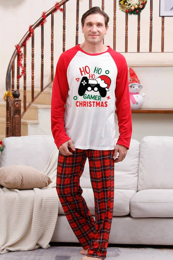 Familie Red Plaid Merry Christmas pyjamas sett
