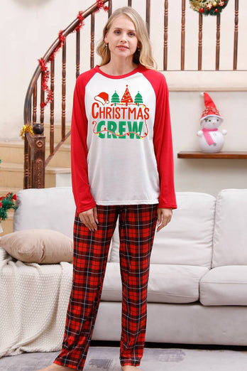 Familie Red Plaid Merry Christmas pyjamas sett