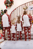 Red Plaid matchende familiejulepyjamas med snøfnugg