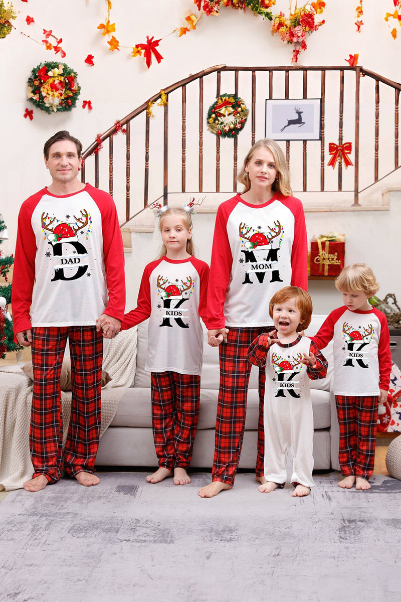 Load image into Gallery viewer, Red Print Christmas Family Matchende pyjamassett med nattøy med rutete