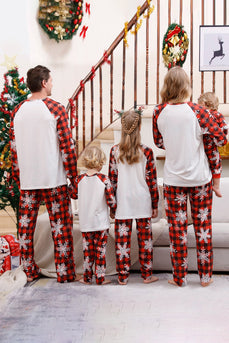 Plaid Family Christmas pyjamas sett med snøfnugg
