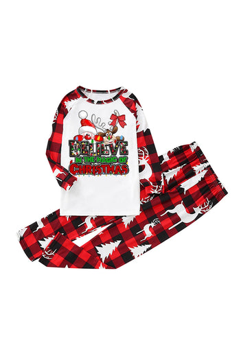 Skriv ut rødrutete julefamiliematchende pyjamassett