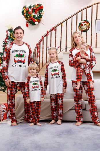 Familiepyjamassett med julerødtrykk