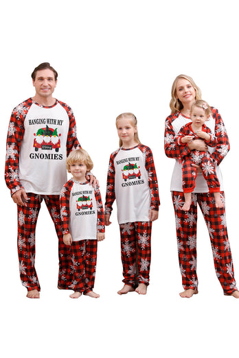 Familiepyjamassett med julerødtrykk