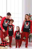 Red Plaid Christmas Fmaily Print pyjamas sett med hund