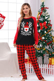 Red Plaid Christmas Fmaily Print pyjamas sett med hund