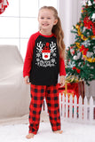 Red Plaid Christmas Fmaily Print pyjamas sett med hund