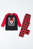 Red Plaid Christmas Fmaily Print pyjamas sett med hund