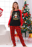 Red Plaid Christmas Fmaily Print pyjamas sett med hund