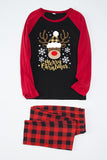 Red Plaid Christmas Fmaily Print pyjamas sett med hund