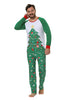 Load image into Gallery viewer, Matchende pyjamassett med grønn juletrefamilie
