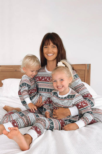 Grå mønsterstriper Christmas Family Matchende pyjamas