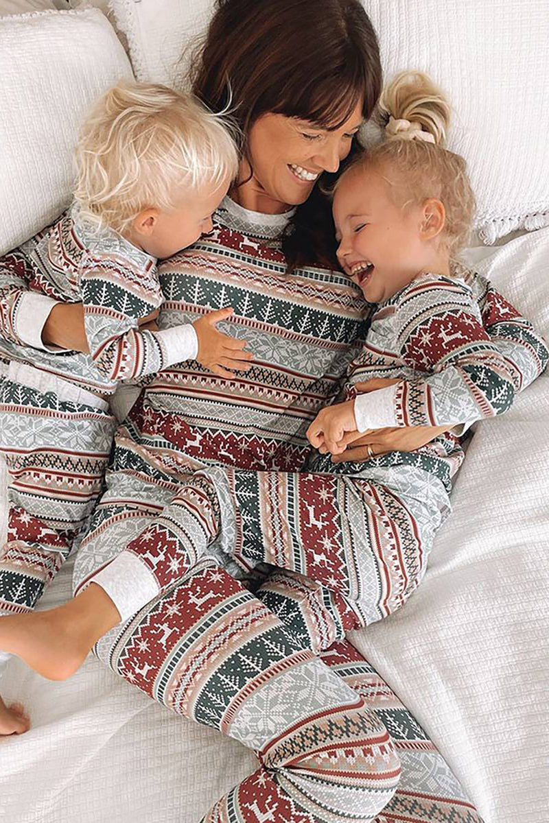 Load image into Gallery viewer, Grå mønsterstriper Christmas Family Matchende pyjamas