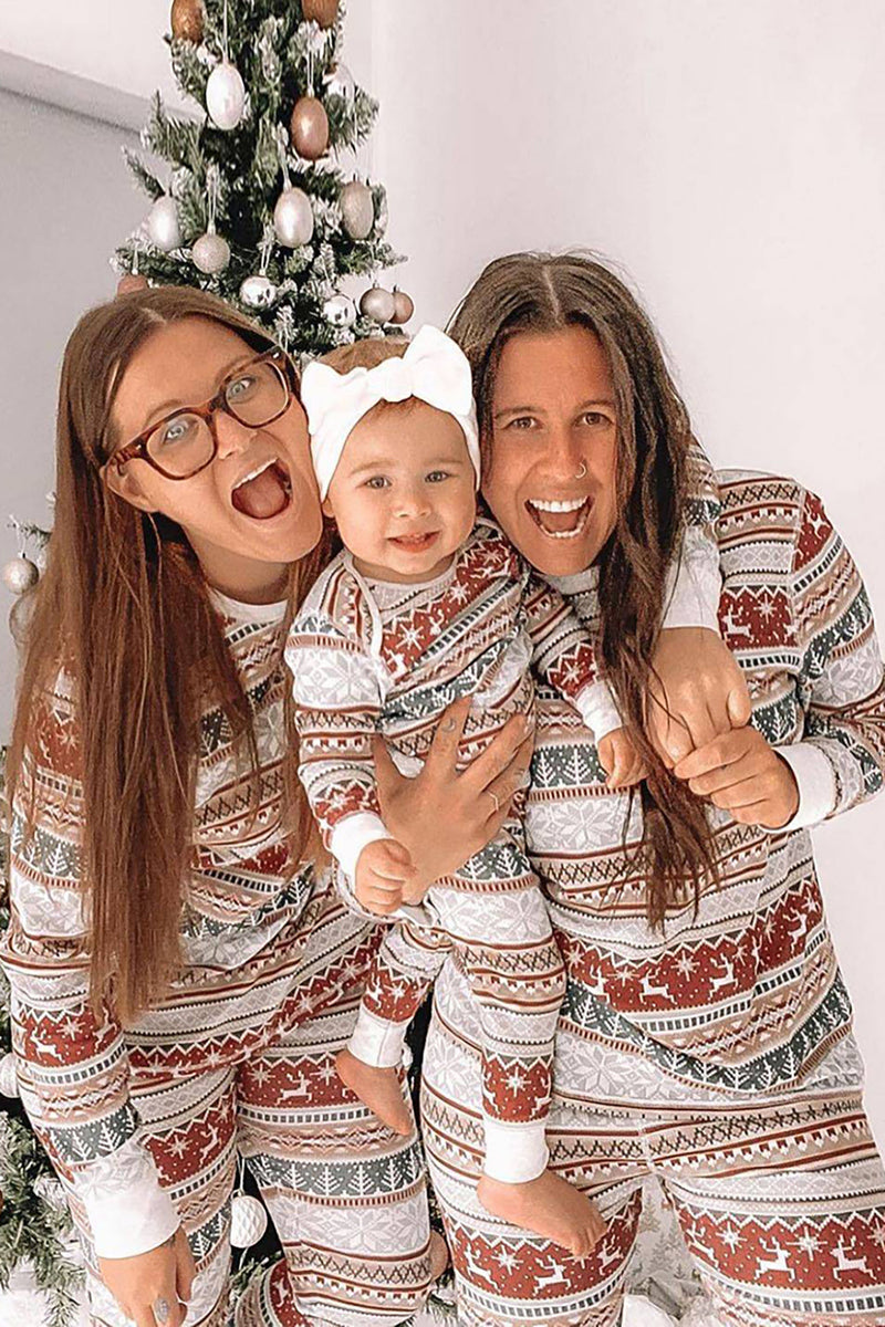 Load image into Gallery viewer, Grå mønsterstriper Christmas Family Matchende pyjamas