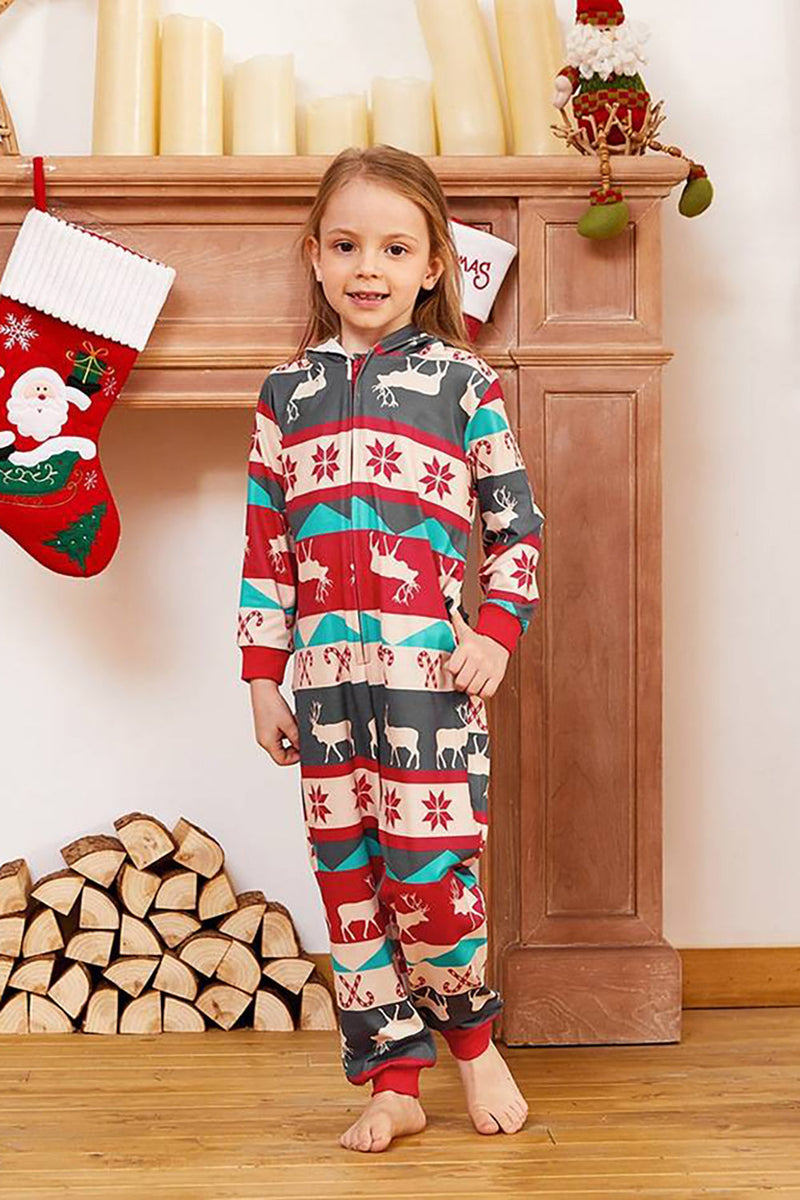Load image into Gallery viewer, Grå og røde mønsterstriper Christmas Fmaily pyjamas Set