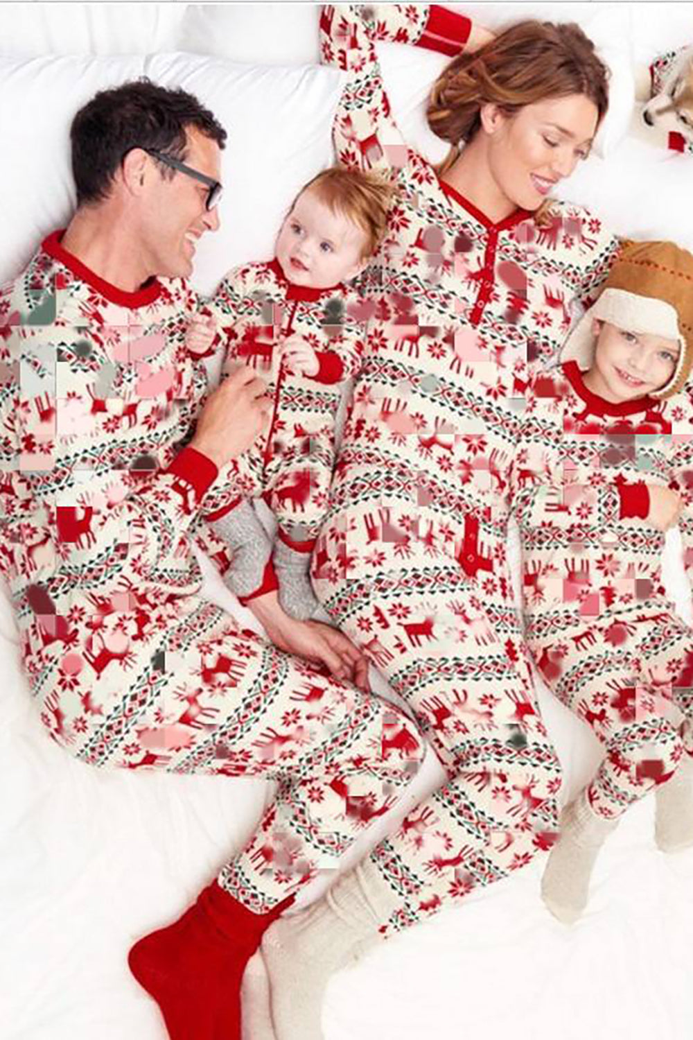 Red Deer Pattern Christmas Family Matchende pyjamas Set