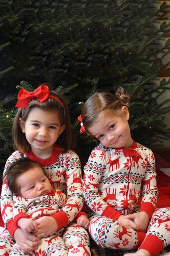 Red Deer Pattern Christmas Family Matchende pyjamas Set