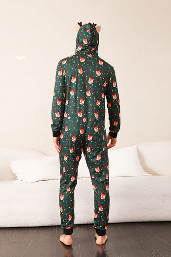 Mørkegrønn trykt familie Christmas One Piece pyjamas